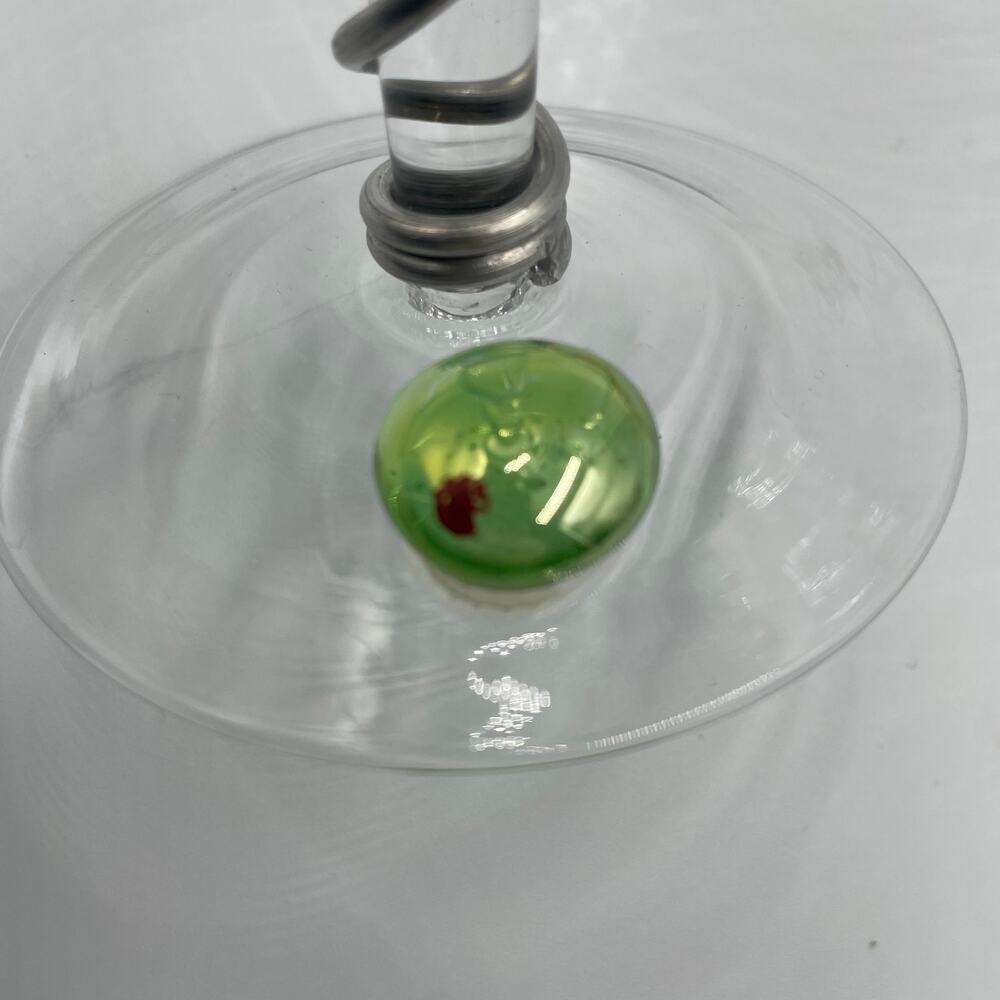 Set of 2 Wire Wrapped Martini Glasses Drinkware with Glass Olives Barware - Picture 5 of 7